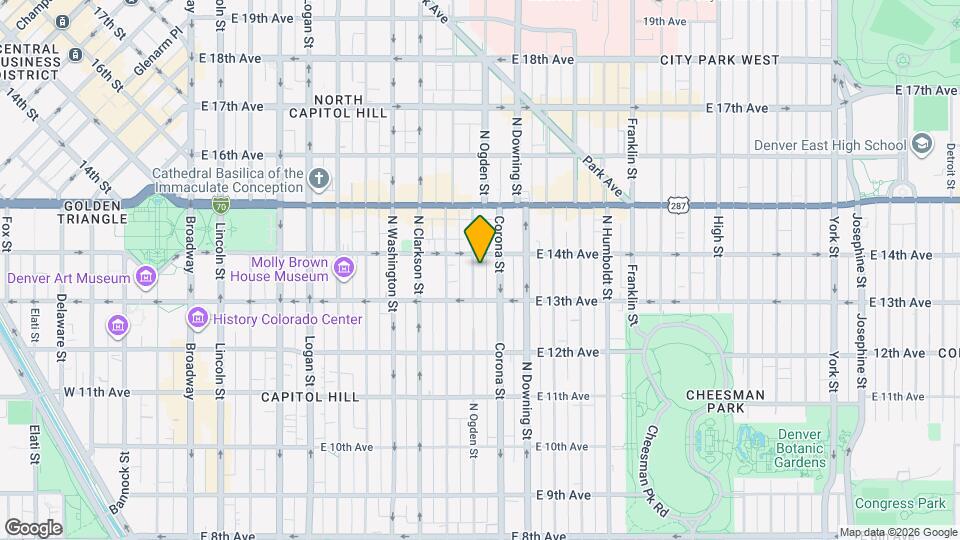 1358 N Ogden St Mapa y Detalles de la Ubicación