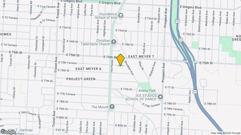 1827 E 75th Terrace Map and Location Details