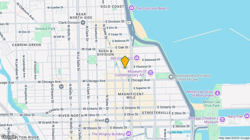 111 E Chestnut St Map and Location Details