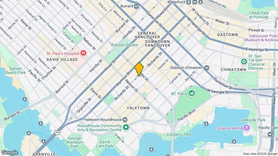 928 Richards St, Unit 702 Map and Location Details