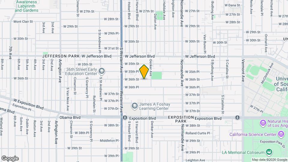 1588 1/2 W 36th St Map and Location Details