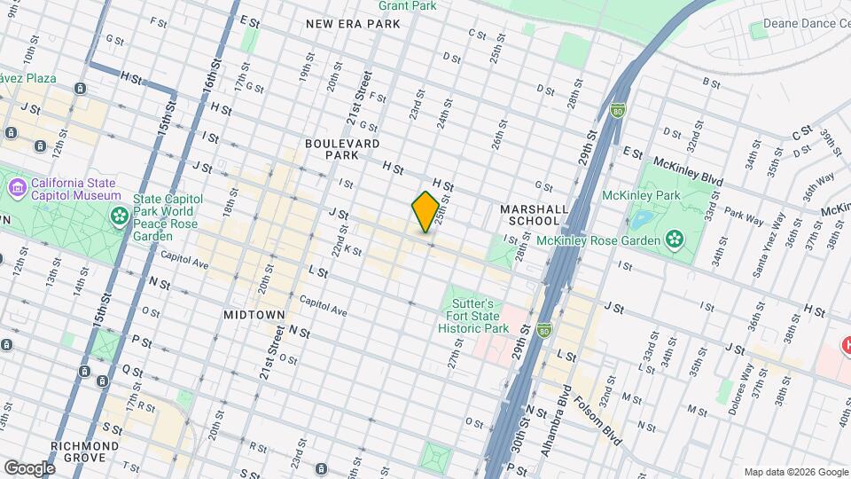 2427 J St, Unit 2427 J St Apt Upper West Mapa y Detalles de la Ubicación