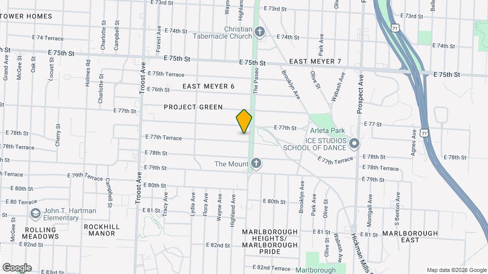 1716 E 77th Terrace Map and Location Details