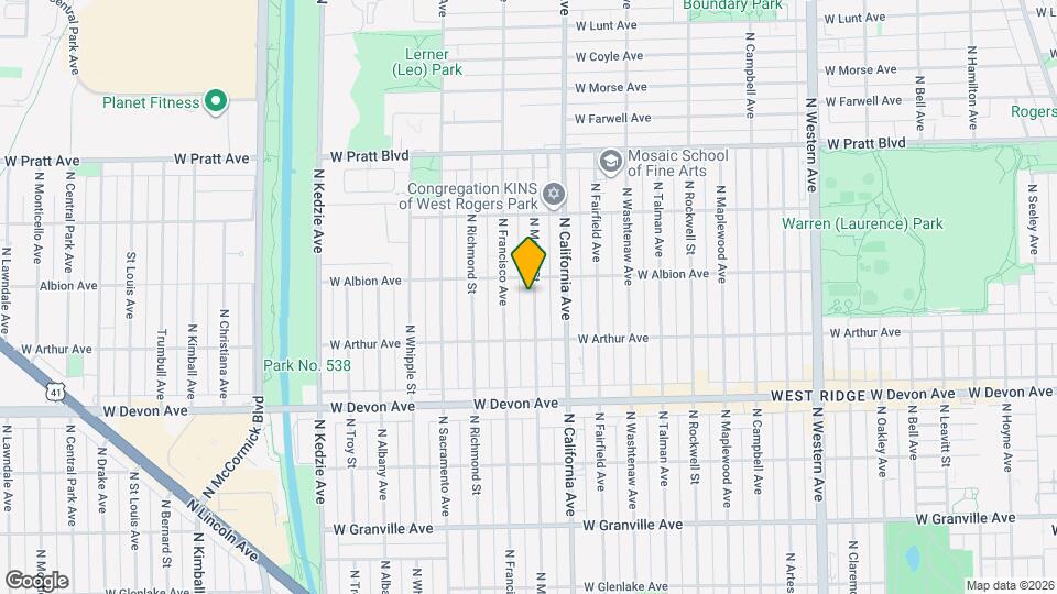 6542 N Mozart St, Unit Apt. #2 Map and Location Details