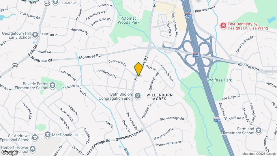 11913 Seven Locks Rd, Unit Accessory apartment Map and Location Details