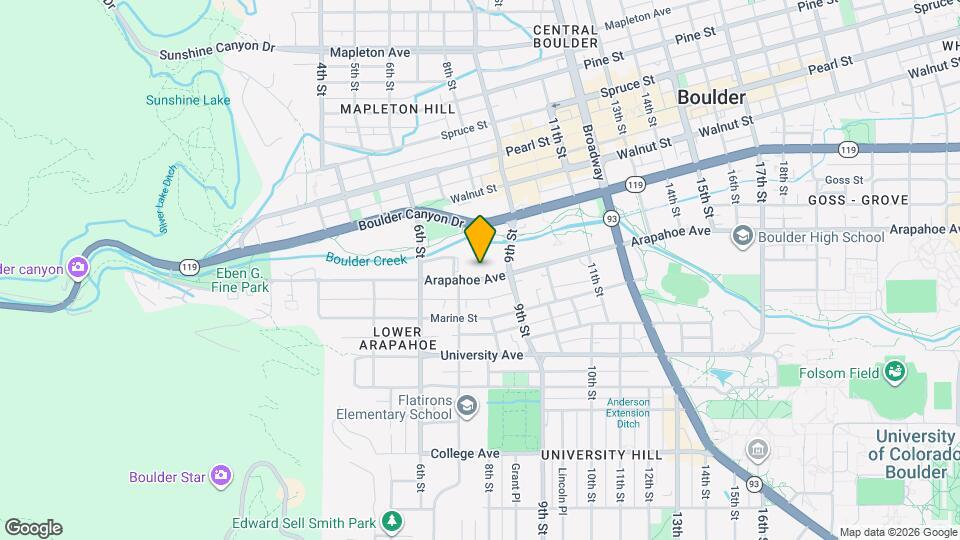 735 Arapahoe Ave Mapa y Detalles de la Ubicación