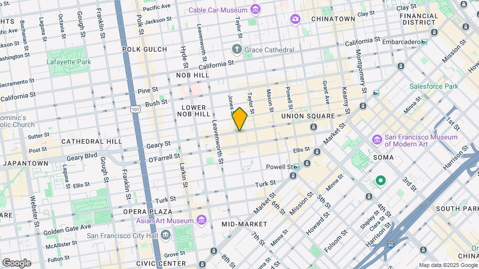 585 Geary St Map and Location Details