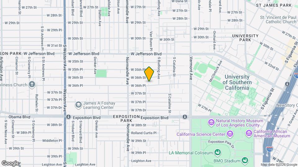 1287 W 36th Pl Map and Location Details