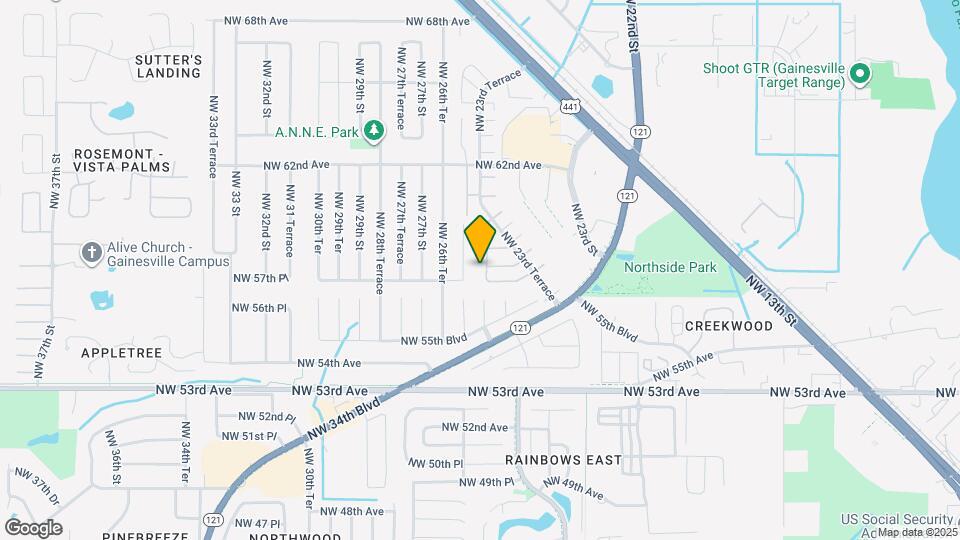 5736 NW 25th Terrace Map and Location Details