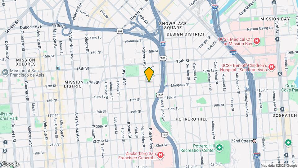 479 Potrero Ave, Unit B Map and Location Details