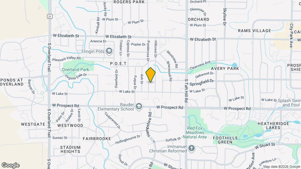 1300 Ponderosa Dr Map and Location Details