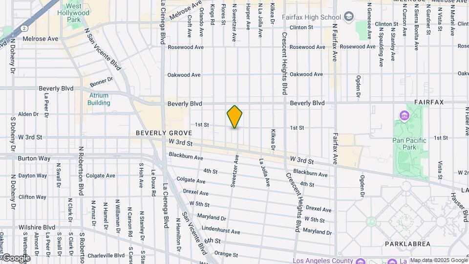 113-117 1/2 S Sweetzer Ave Map and Location Details