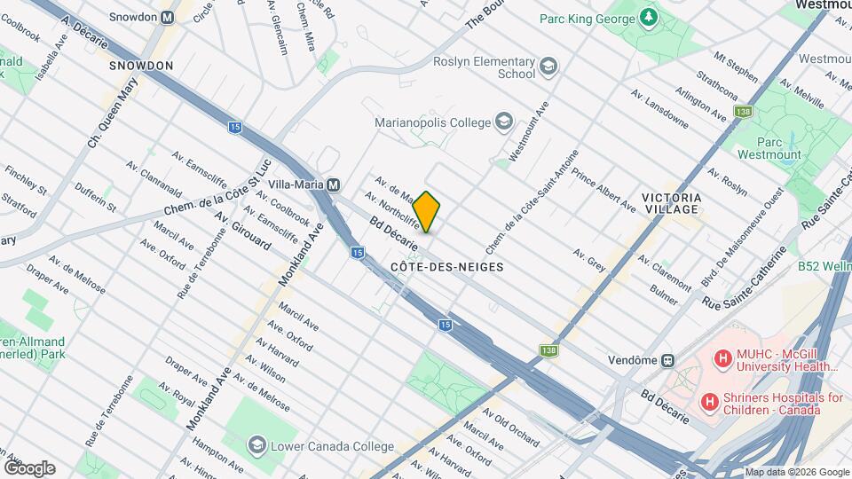 4010 Northcliffe Av, Unit LES IMMEUBLES POLITIS Map and Location Details