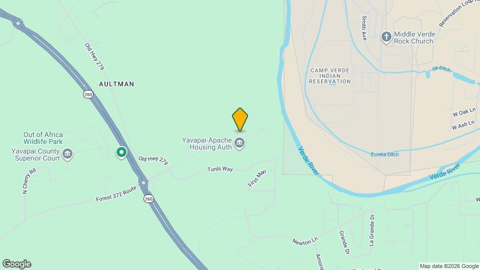 Yavapai-Apache Nation Tunlii Subdivision Mapa y Detalles de la Ubicación