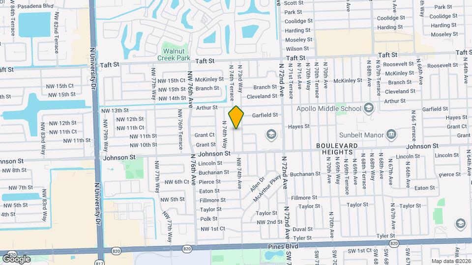 1031 N 74th Terrace Map and Location Details