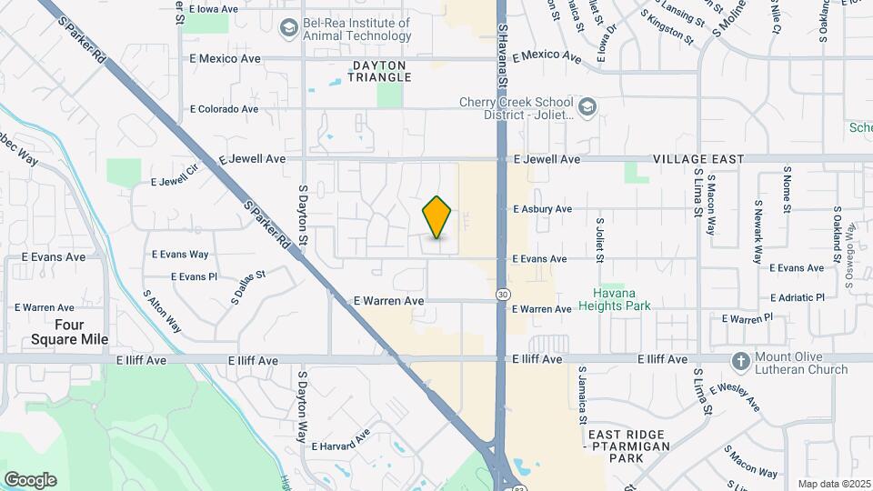 10301 E Evans Ave Map and Location Details