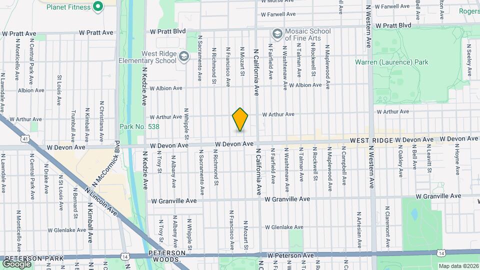 6414 N Mozart St, Unit 2S Map and Location Details