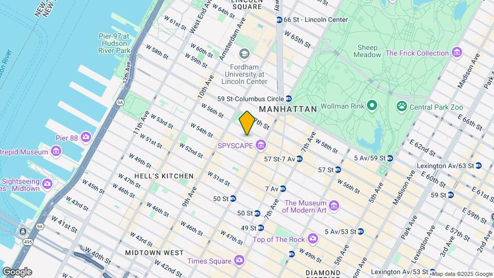 327 W 55th St Map and Location Details