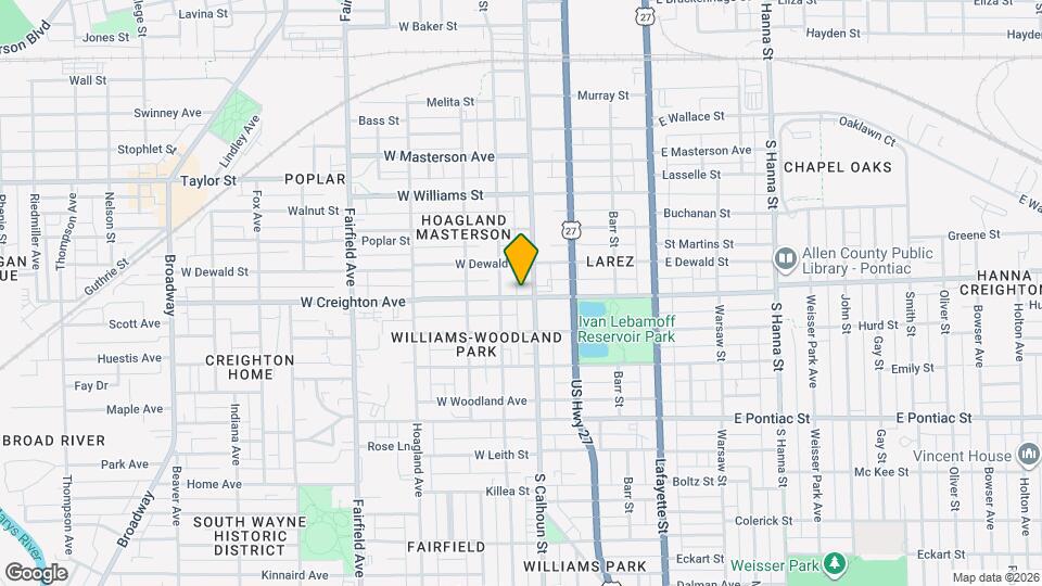 114 W Creighton Ave Mapa y Detalles de la Ubicación