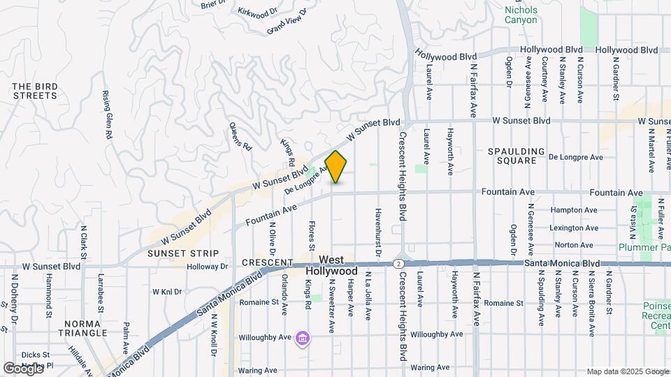1302 N Sweetzer Ave Map and Location Details