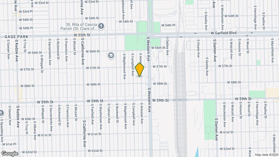 5742 S Artesian Ave Map and Location Details