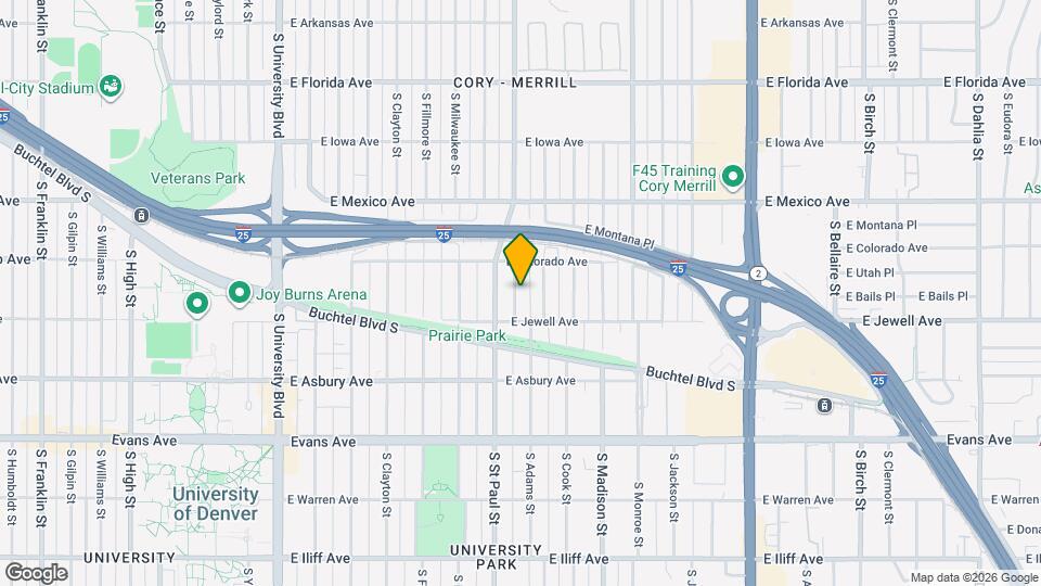 1856 S Steele St Map and Location Details