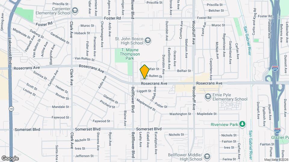 9845 Rosecrans Ave, Unit 1bdrm ADU Map and Location Details