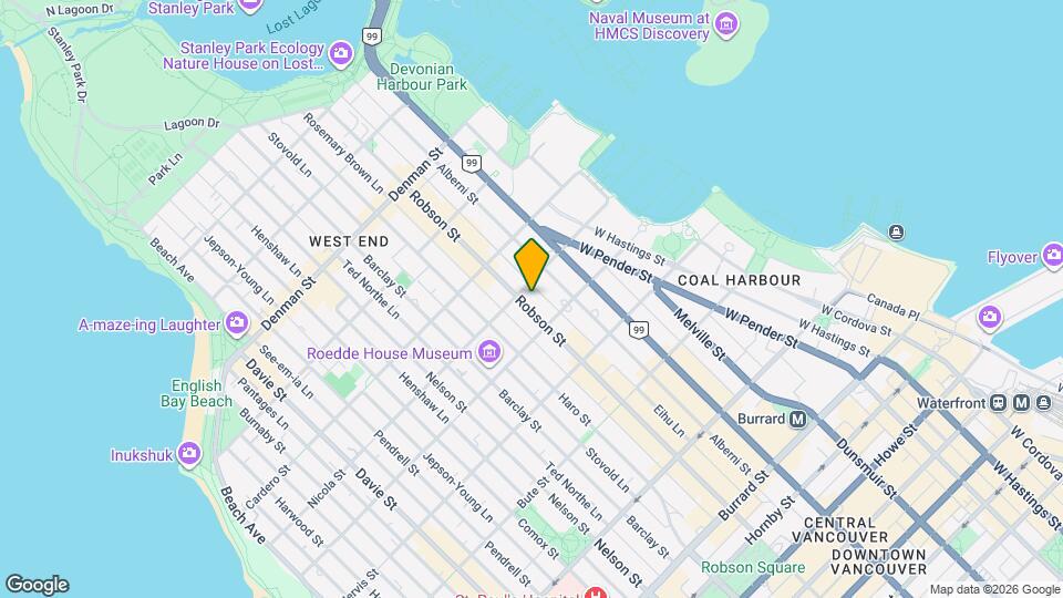 1455 Robson St, Unit 407 Map and Location Details