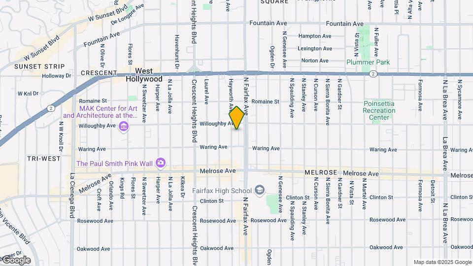 832 N Hayworth Ave Map and Location Details