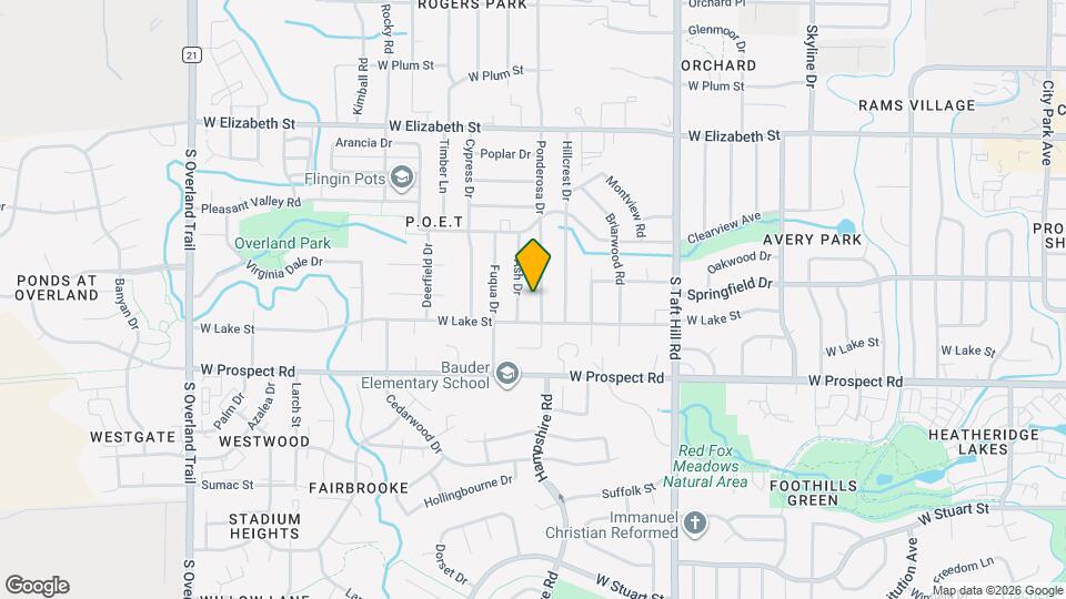 1305 Ponderosa Dr Map and Location Details