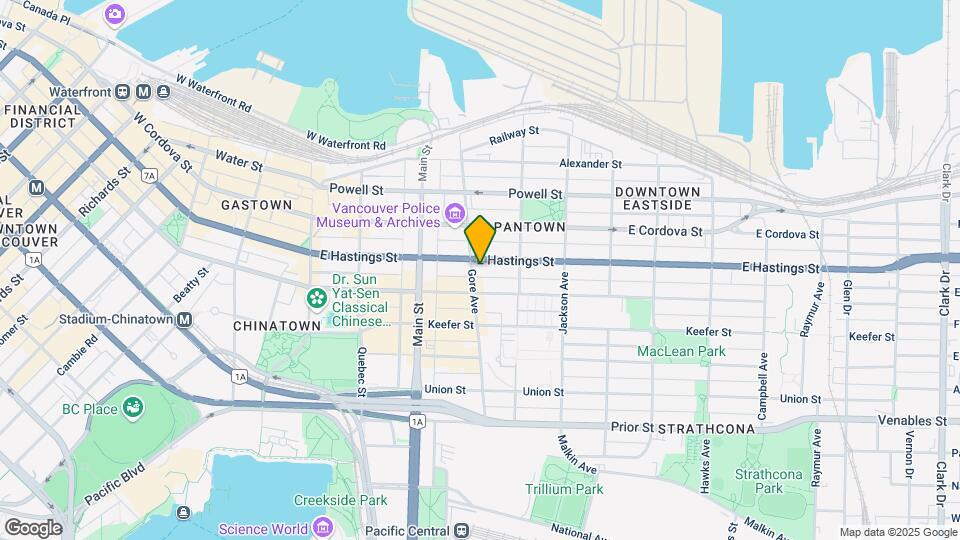 320 East Hastings Map and Location Details