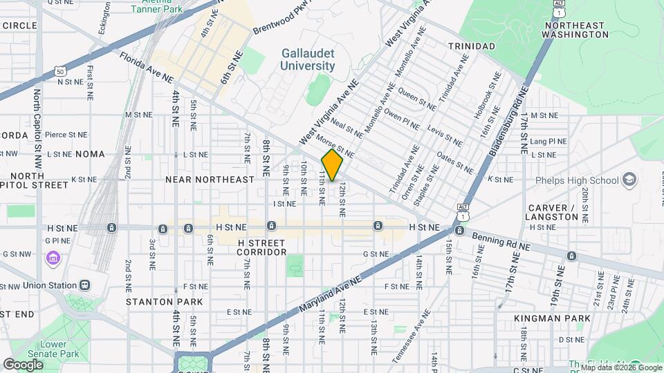 1111 K St NE Map and Location Details