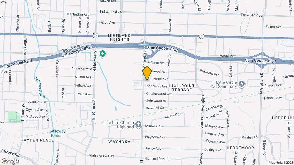 438 N Highland St Map and Location Details