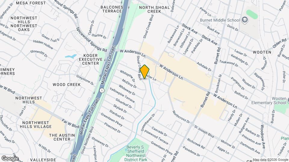 7709 Shoal Creek Blvd Map and Location Details
