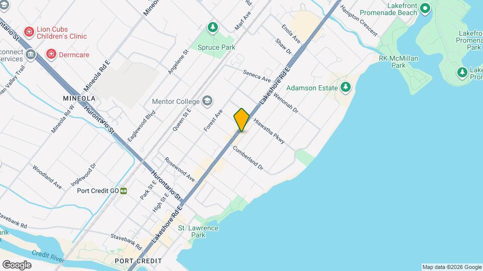 247 Lakeshore Rd E Map and Location Details