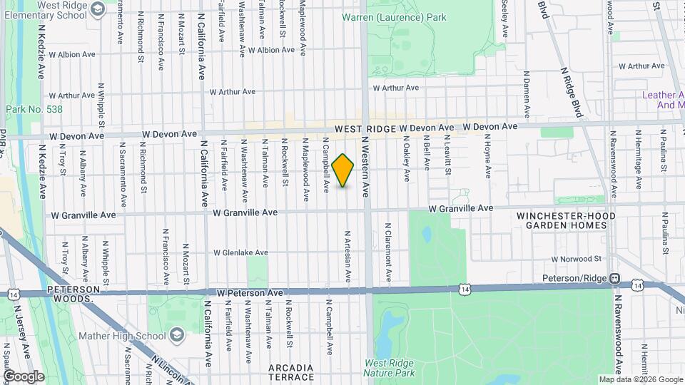 6228 N Artesian Ave, Unit 2 Mapa y Detalles de la Ubicación