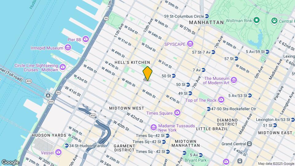 355 W 47th St Mapa y Detalles de la Ubicación