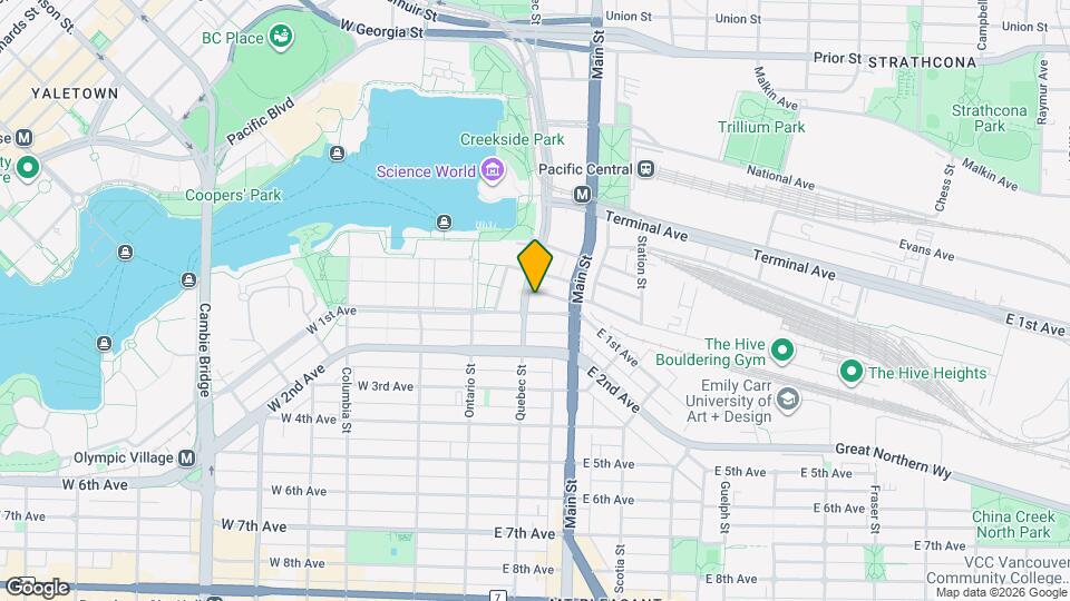 111 E 1st Ave Map and Location Details