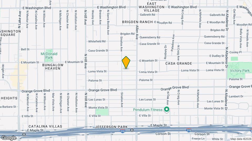 1719 Loma Vista St, Unit Loma Vista ADU Map and Location Details