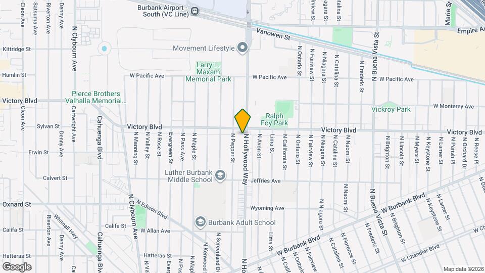1939 N Hollywood Way Map and Location Details