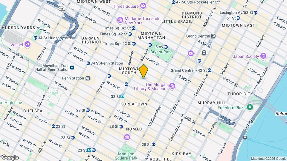 44 W 36th St Mapa y Detalles de la Ubicación