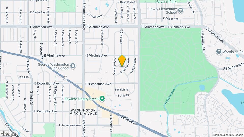 637 S Pontiac Way Map and Location Details