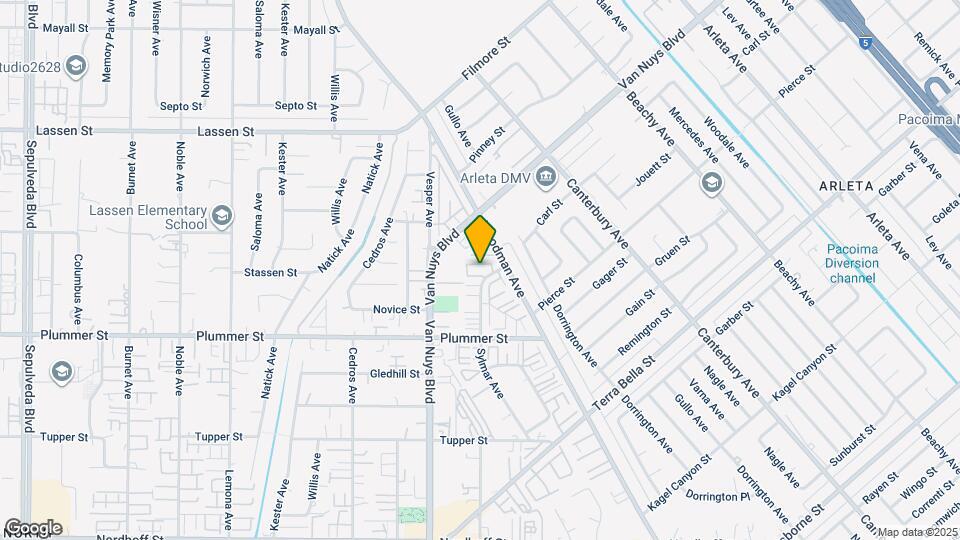 9625 Sylmar Ave Map and Location Details