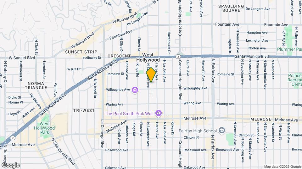 916 N Sweetzer Ave Map and Location Details