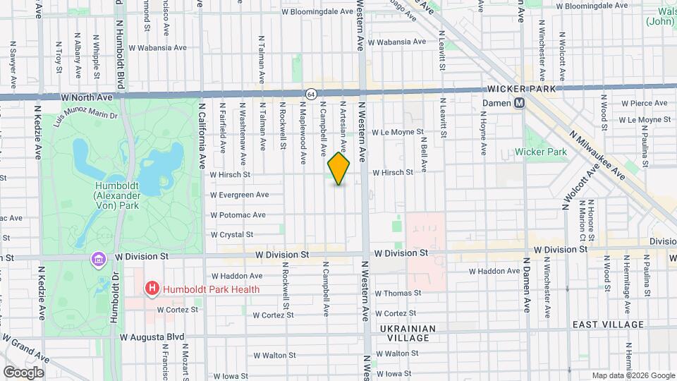 1336 N Artesian Ave Map and Location Details