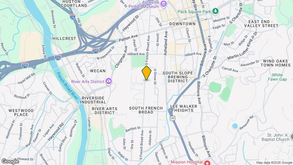 166 S French Broad Ave Map and Location Details