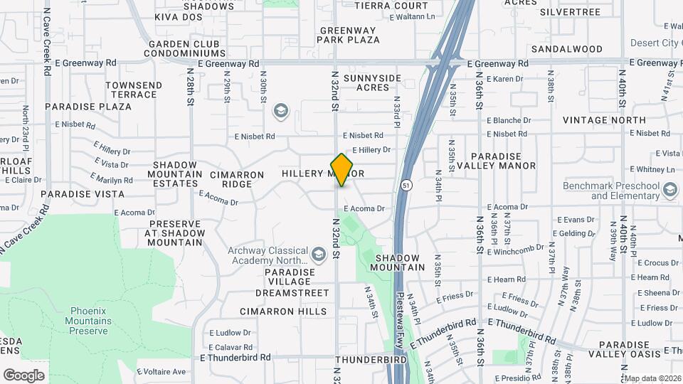 14623 N 32nd Pl Mapa y Detalles de la Ubicación