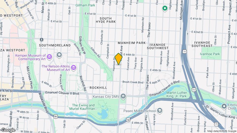 4444 Troost Ave Map and Location Details