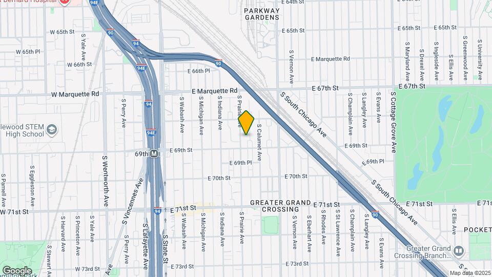 6841 S Prairie Ave Map and Location Details