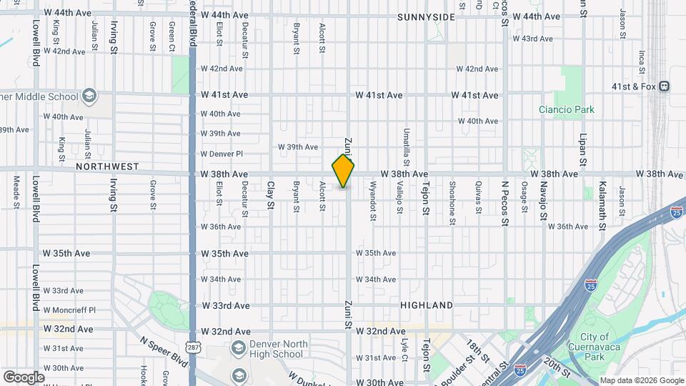 3705 Zuni St Map and Location Details